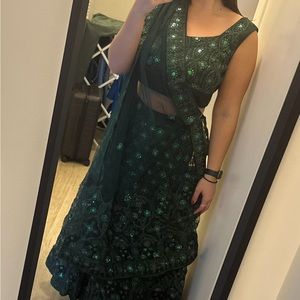 Dark Green Sequin Lehenga